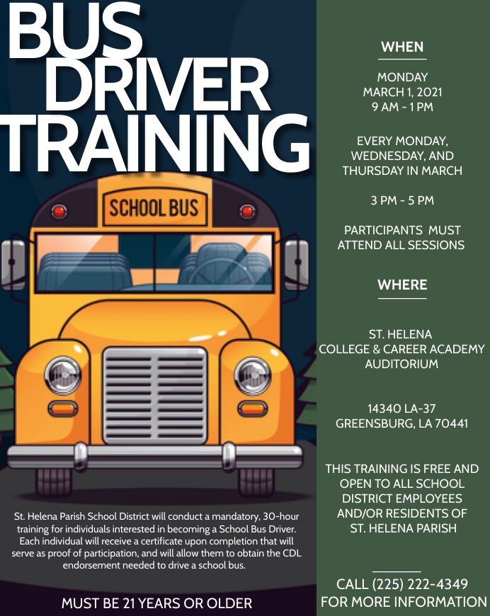 Free Bus Driver Training St. Helena Virtual Academy