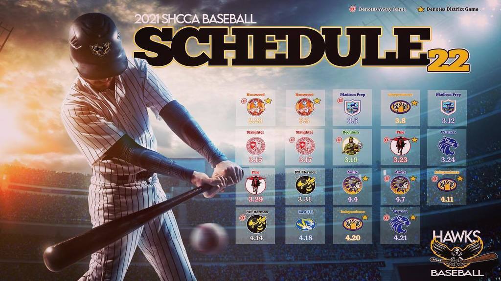 image of a baseball player hitting a baseball with the 2021-2022 spring baseball schedule